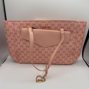 New Bebe Blush Pink Tote Bag with Logo Pattern